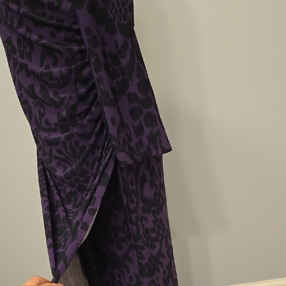 American Living Purple Sheath Dress with V-Neck and 3/4 Sleeves for Cocktail - Picture 4 of 6